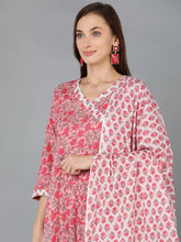 Women Cotton Ethnic Printed Kurta Trousers-VKSKD1137A